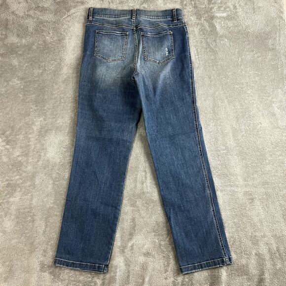 Spanx High Rise Straight Leg Jeans Womens L Stretch Denim Light Wash - Picture 5 of 8